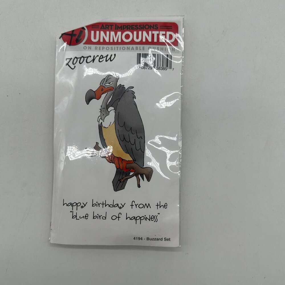 NIP New AI Art Impressions Unmounted 4194 Buzzard Set Happy Birthday Scrapbook